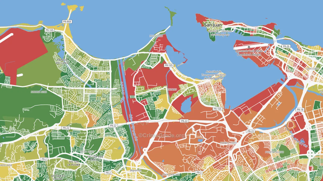 Catano Municipio, PR Map of Robbery Rates