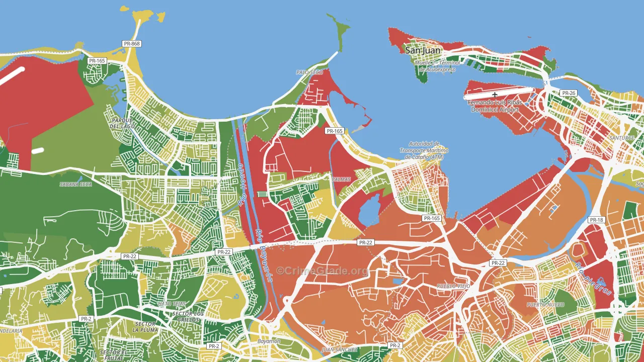 Catano, PR Map of Robbery Rates