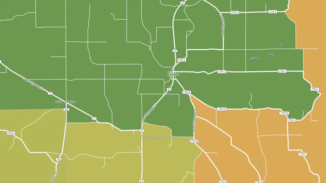 Cataract, WI Map of Robbery Rates
