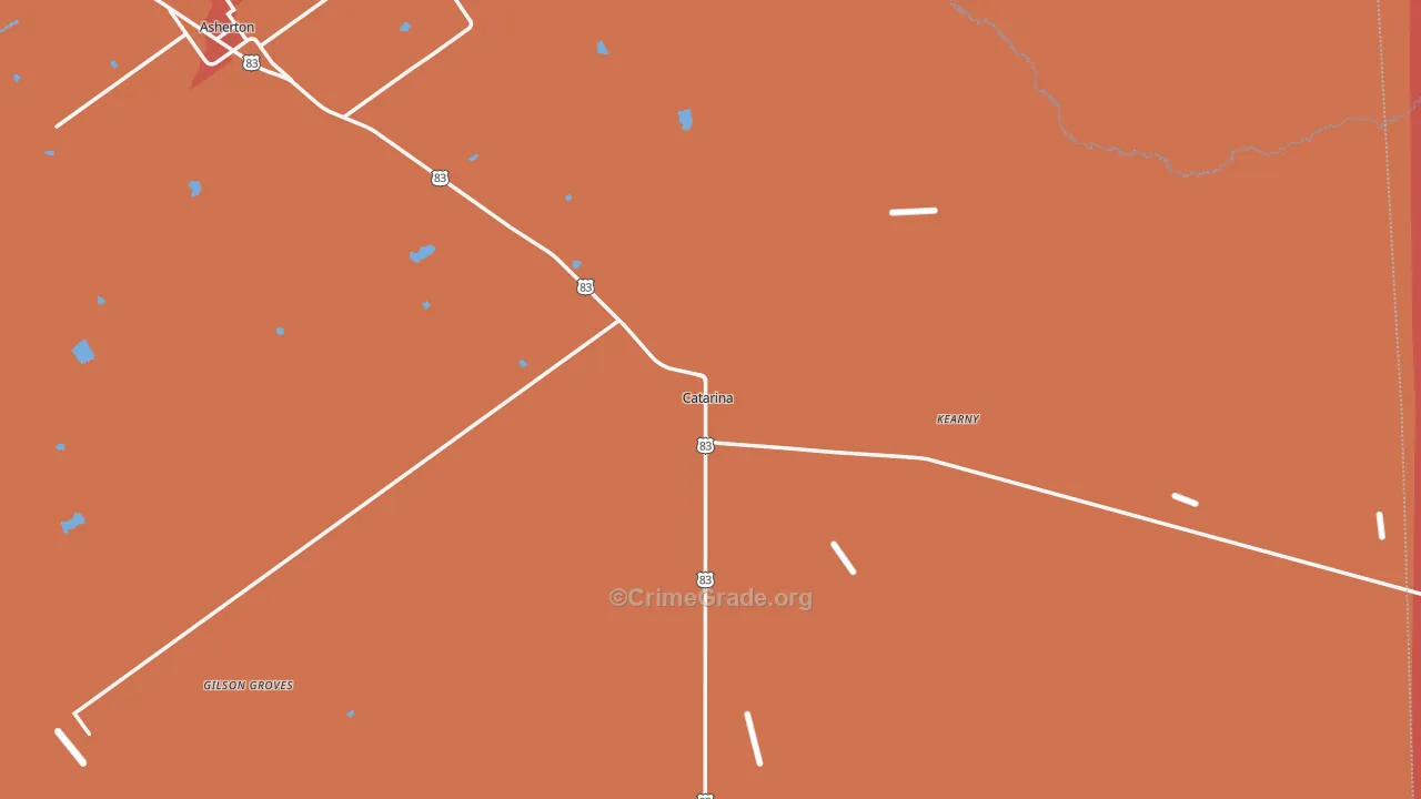 Catarina, TX Map of Robbery Rates