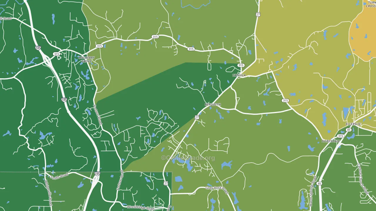 Cataula, GA Map of Robbery Rates