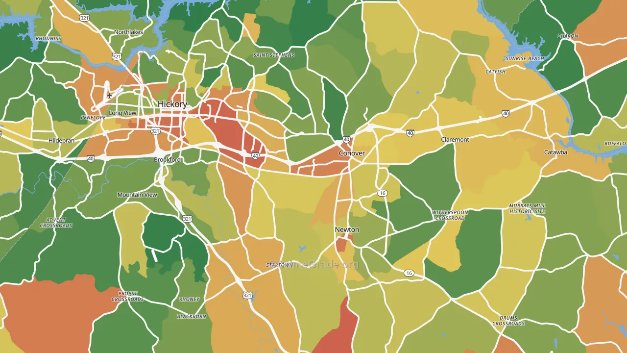 Catawba County, NC Map of Robbery Rates
