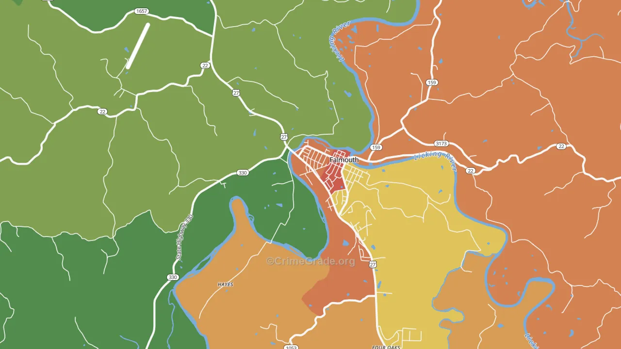 Catawba, KY Map of Robbery Rates