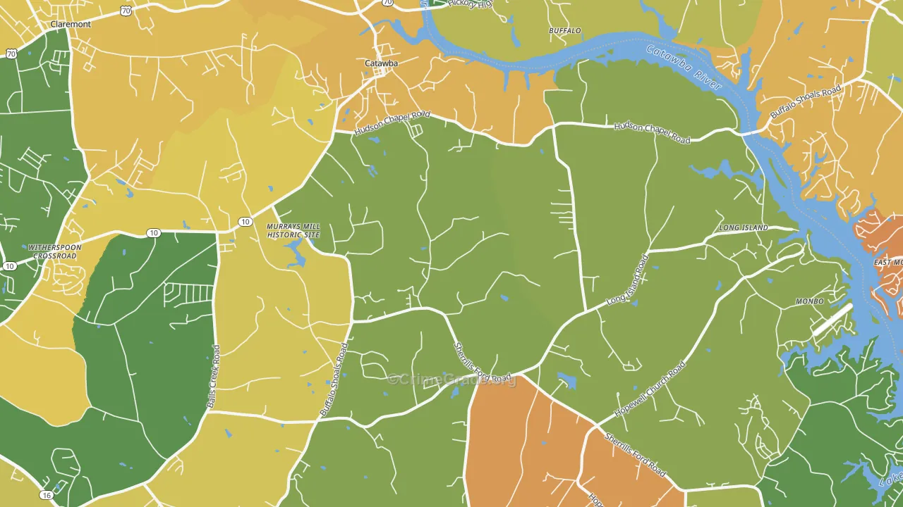 Catawba, NC Map of Robbery Rates