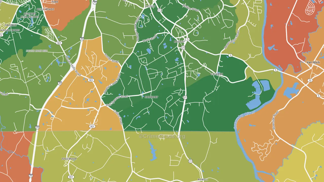 Catawba, SC Map of Robbery Rates