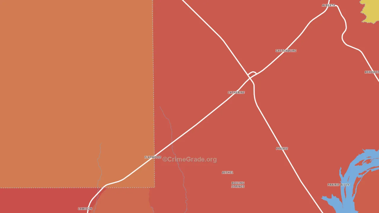 Catherine, AL Map of Robbery Rates