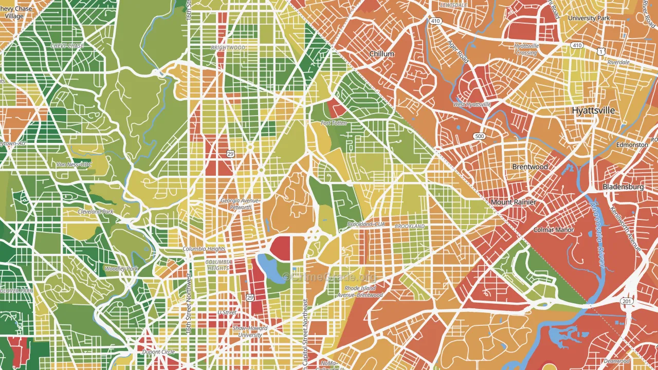 Catholic University-Brookland, Washington, DC Map of Robbery Rates