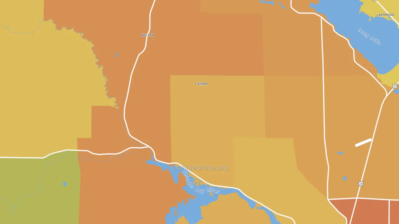 Cathro, MI Map of Robbery Rates