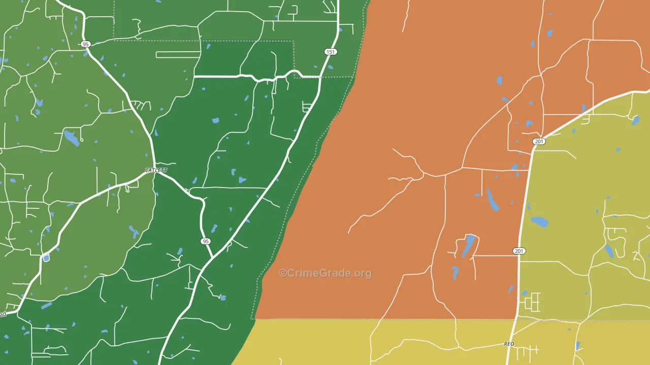 Catlett, GA Map of Robbery Rates