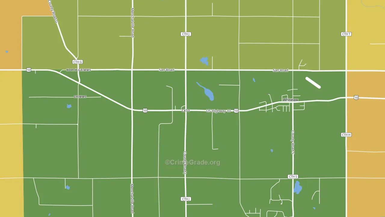 Cato, WI Map of Robbery Rates