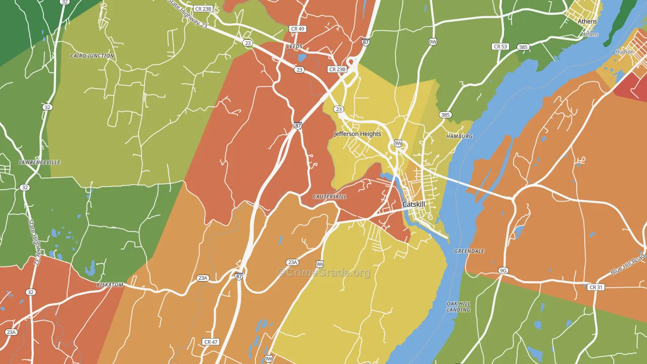 Catskill, NY Map of Robbery Rates