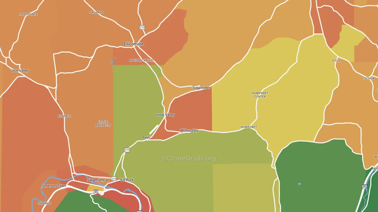Cattaraugus County, NY Map of Robbery Rates