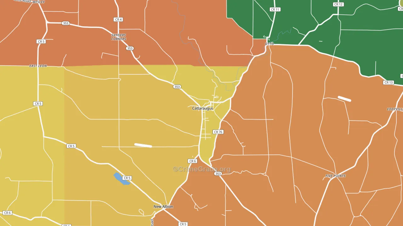 Cattaraugus, NY Map of Robbery Rates
