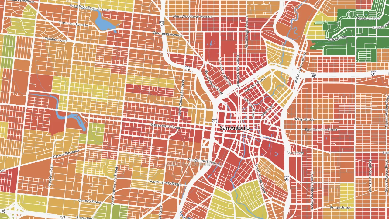 Cattleman Square, San Antonio, TX Map of Robbery Rates