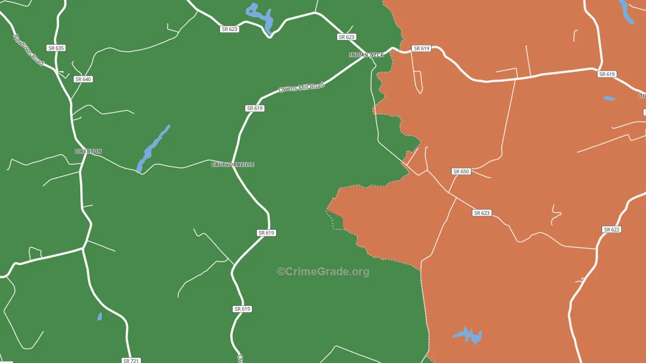 Cauthornville, VA Map of Robbery Rates