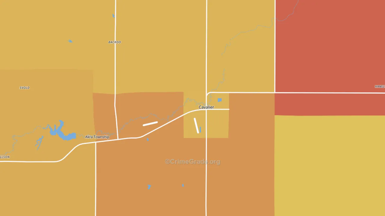 Cavalier, ND Map of Robbery Rates