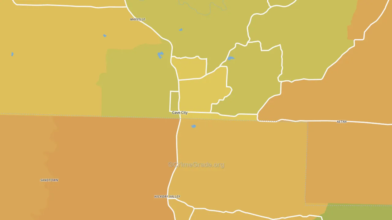 Cave City, AR Map of Robbery Rates