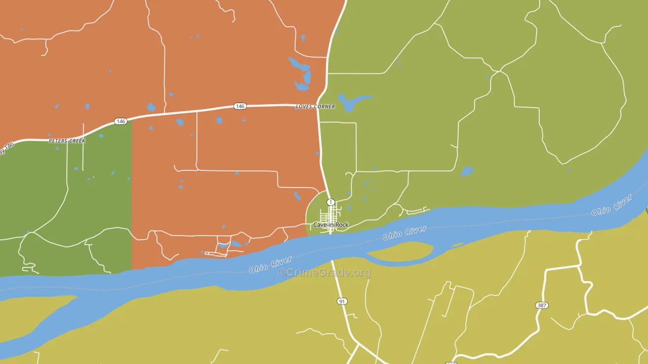 Cave In Rock, IL Map of Robbery Rates
