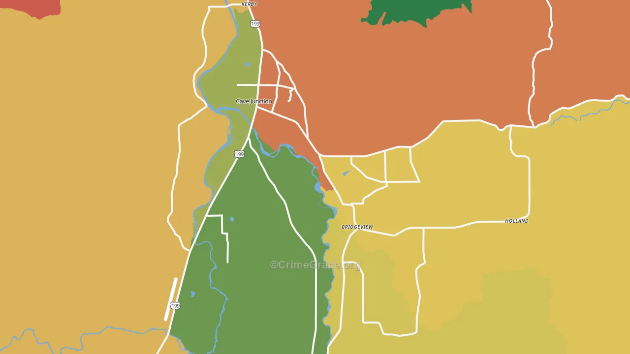 Cave Junction, OR Map of Robbery Rates