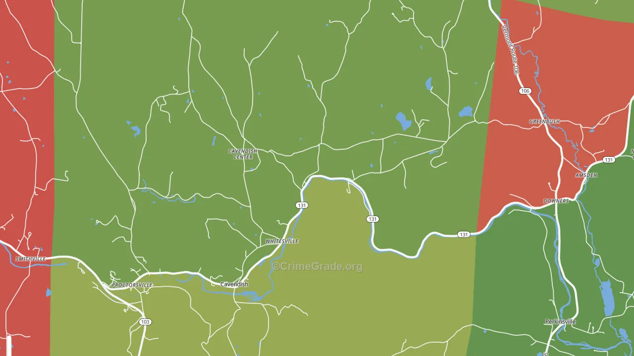 Cavendish, VT Map of Robbery Rates