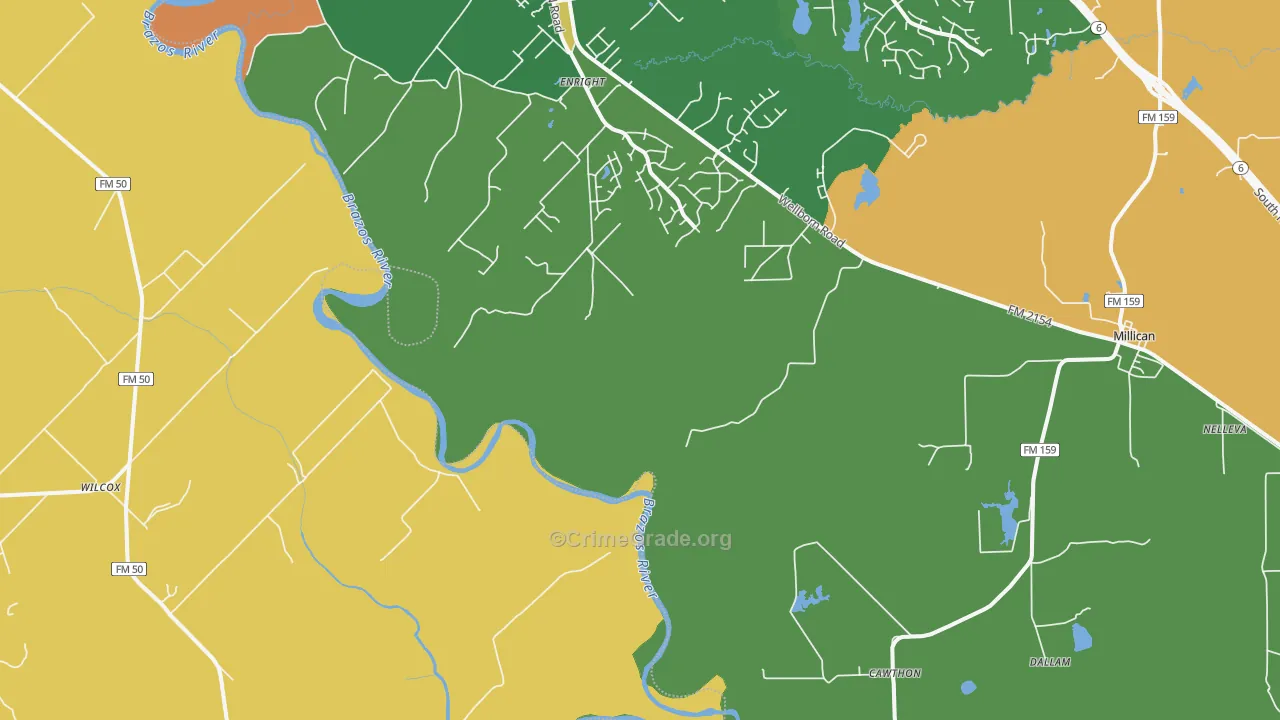 Cawthon, TX Map of Robbery Rates