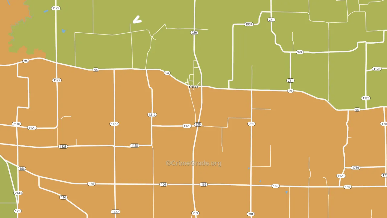 Cayce, KY Map of Robbery Rates