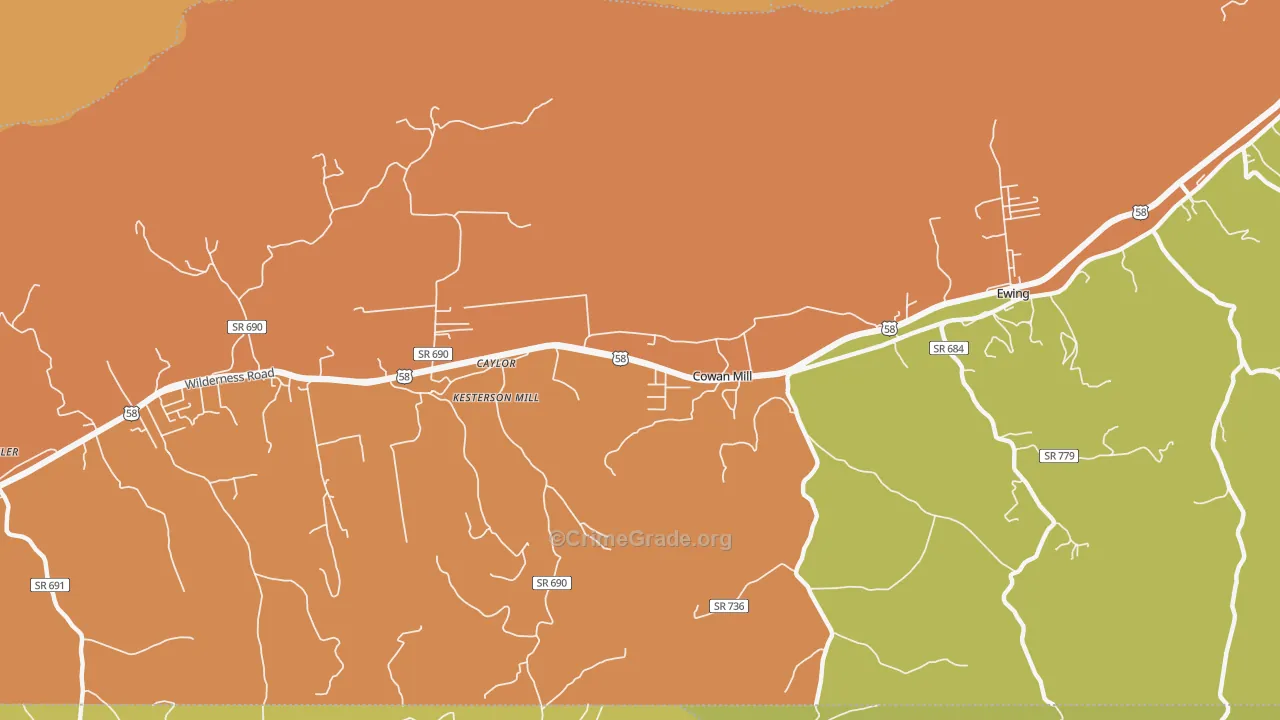 Caylor, VA Map of Robbery Rates