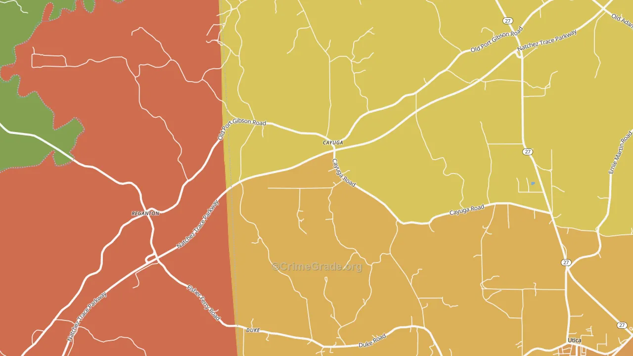 Cayuga, MS Map of Robbery Rates