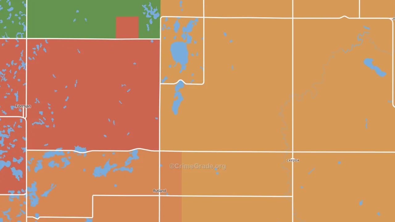 Cayuga, ND Map of Robbery Rates