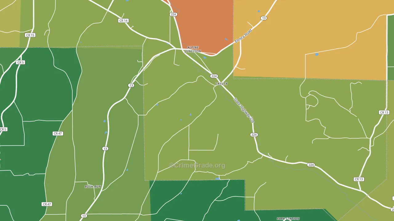Cayuta, NY Map of Robbery Rates