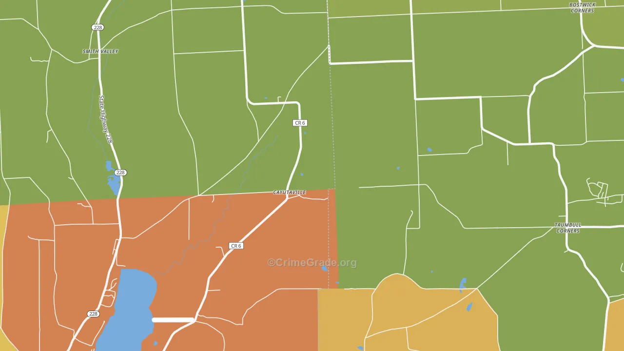 Cayutaville, NY Map of Robbery Rates