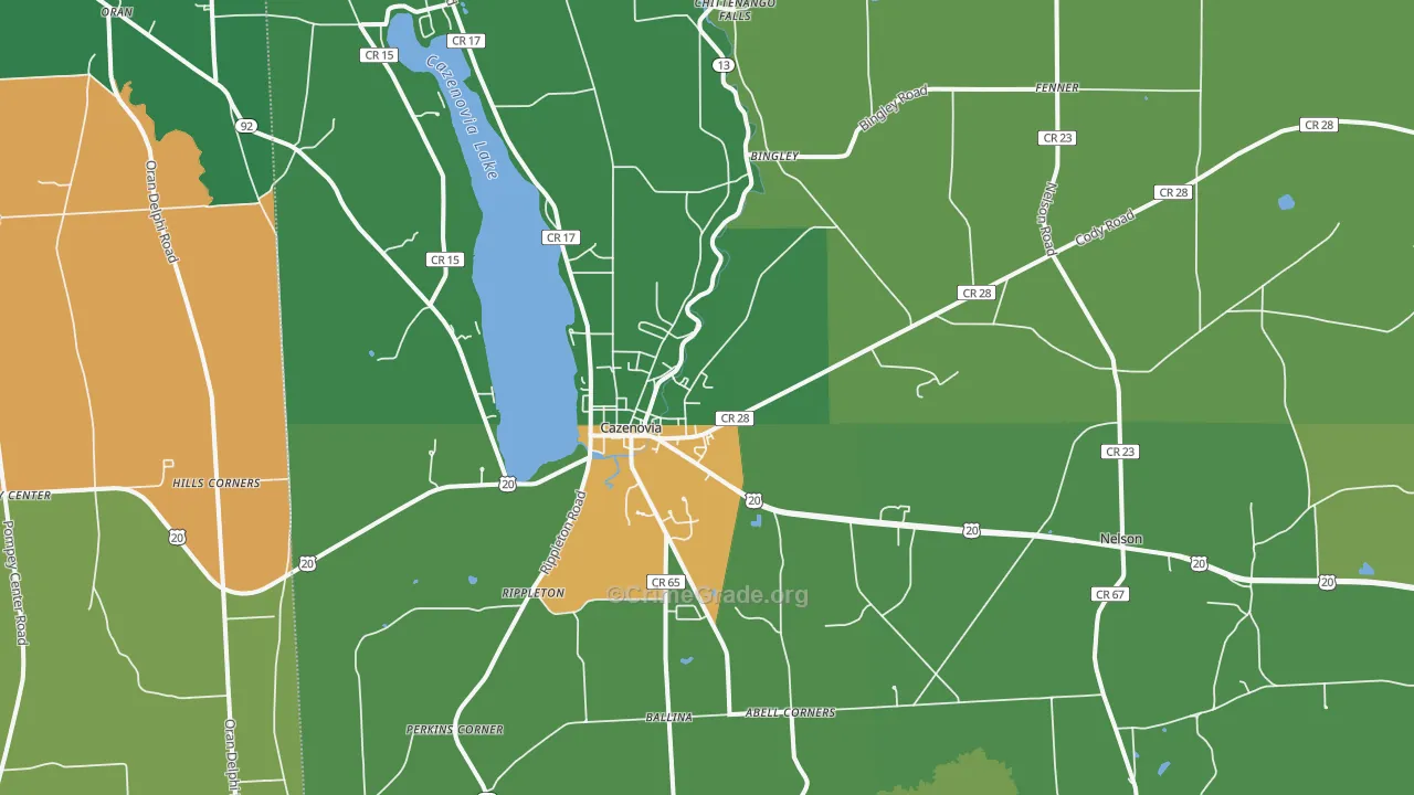 Cazenovia, NY Map of Robbery Rates