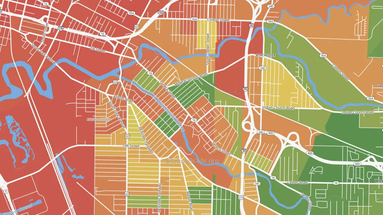 Cazenovia Park, Buffalo, NY Map of Robbery Rates