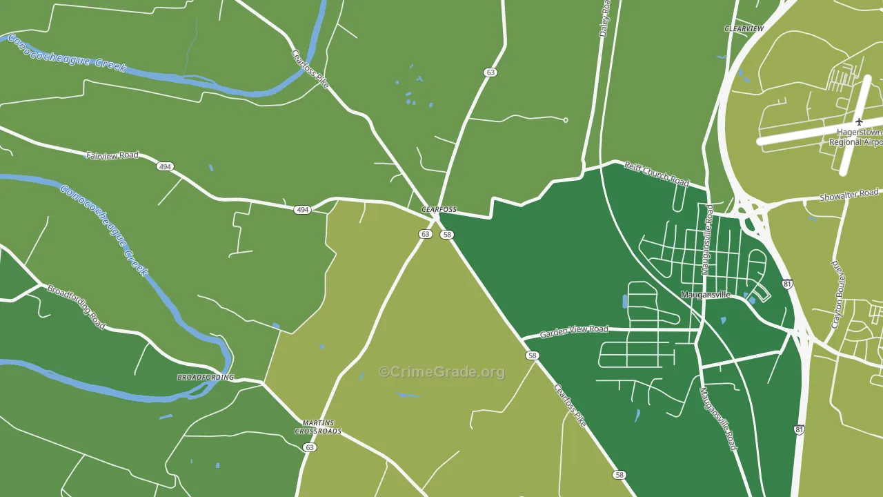 Cearfoss, MD Map of Robbery Rates