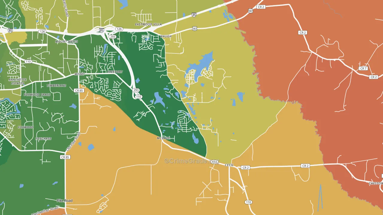 Cecil, AL Map of Robbery Rates