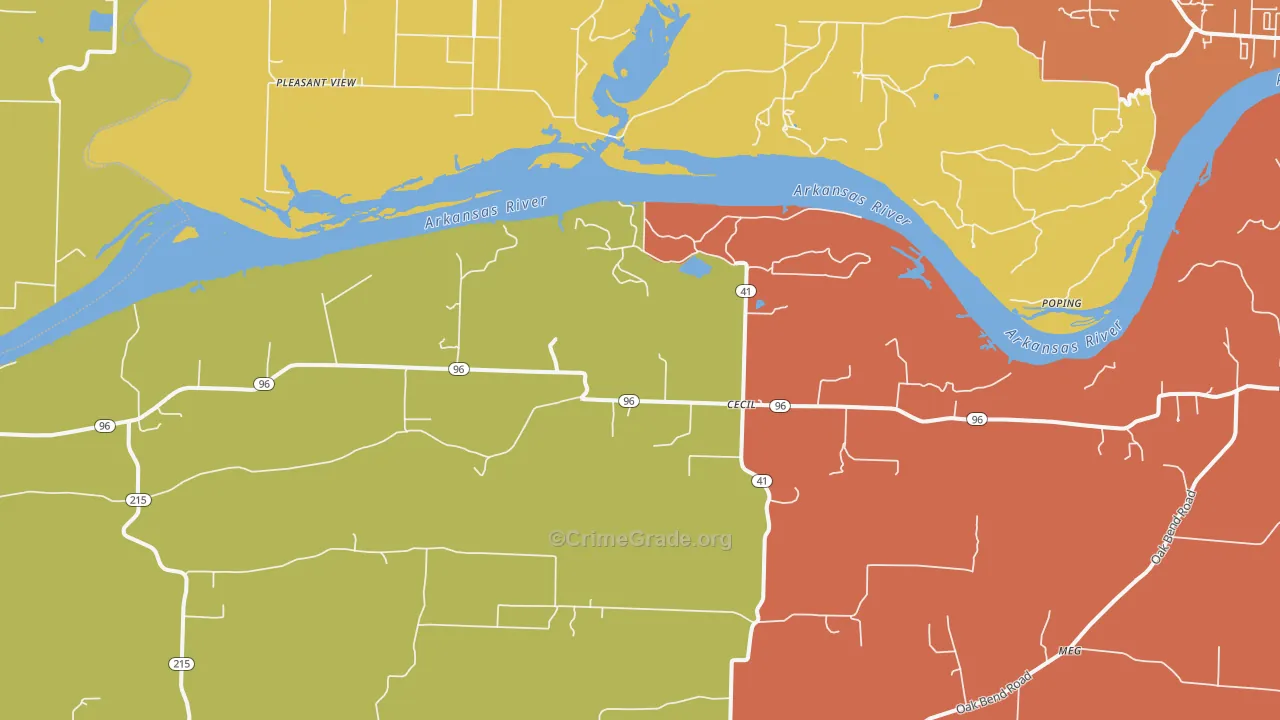 Cecil, AR Map of Robbery Rates