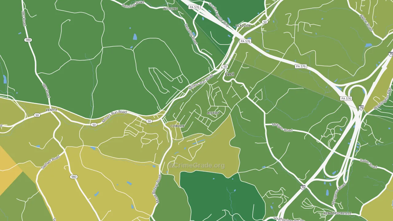 Cecil, PA Map of Robbery Rates