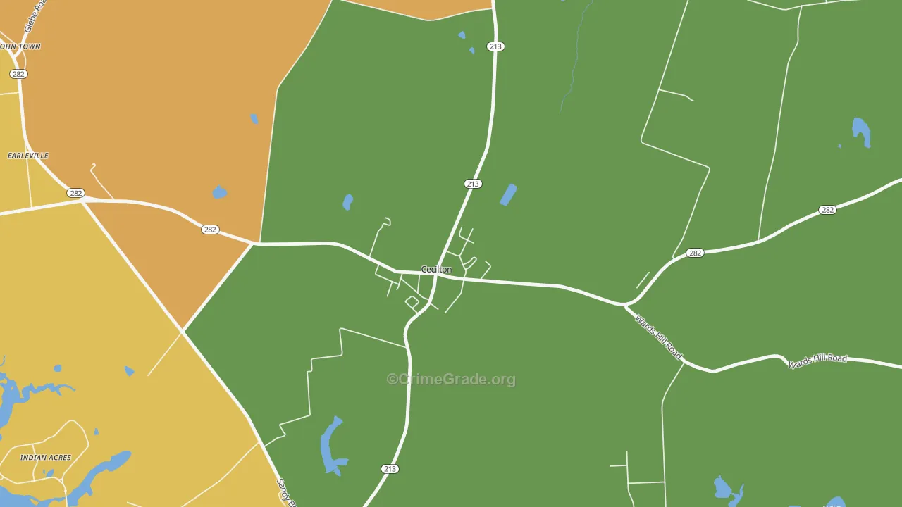 Cecilton, MD Map of Robbery Rates