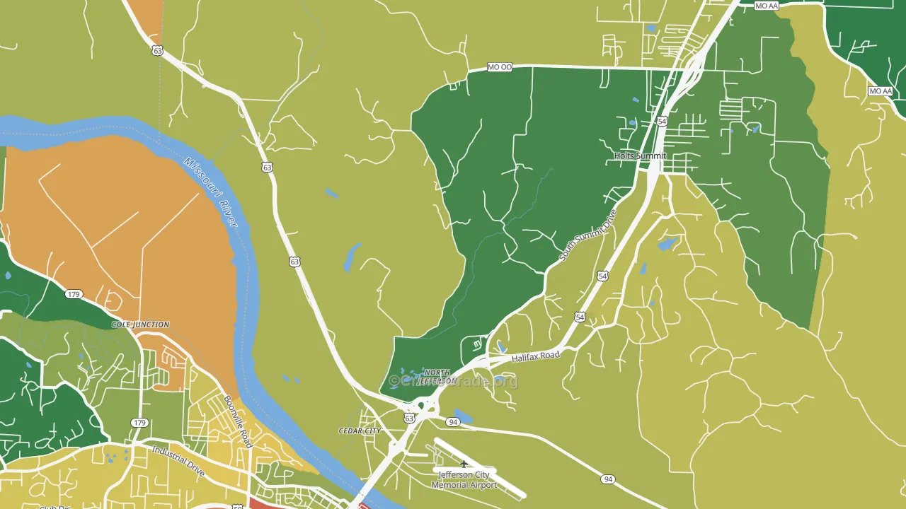 Cedar City, MO Map of Robbery Rates