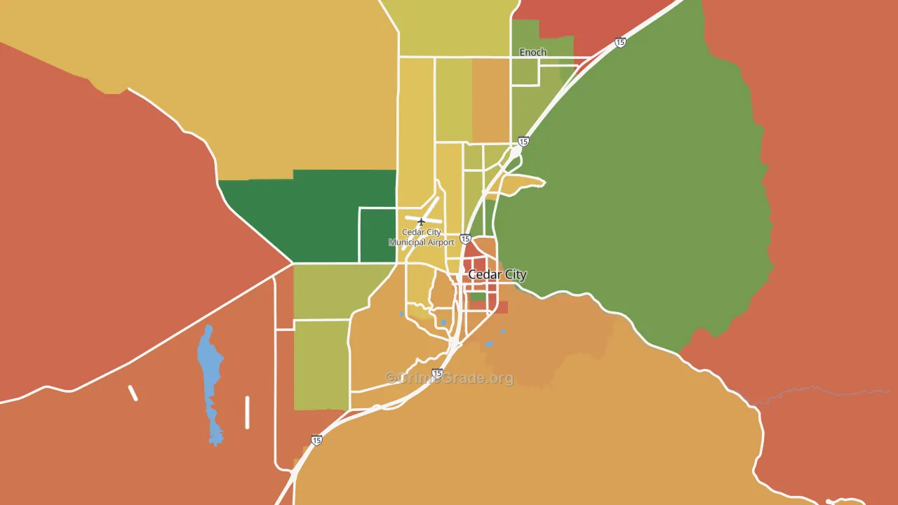 Cedar City, UT Map of Robbery Rates