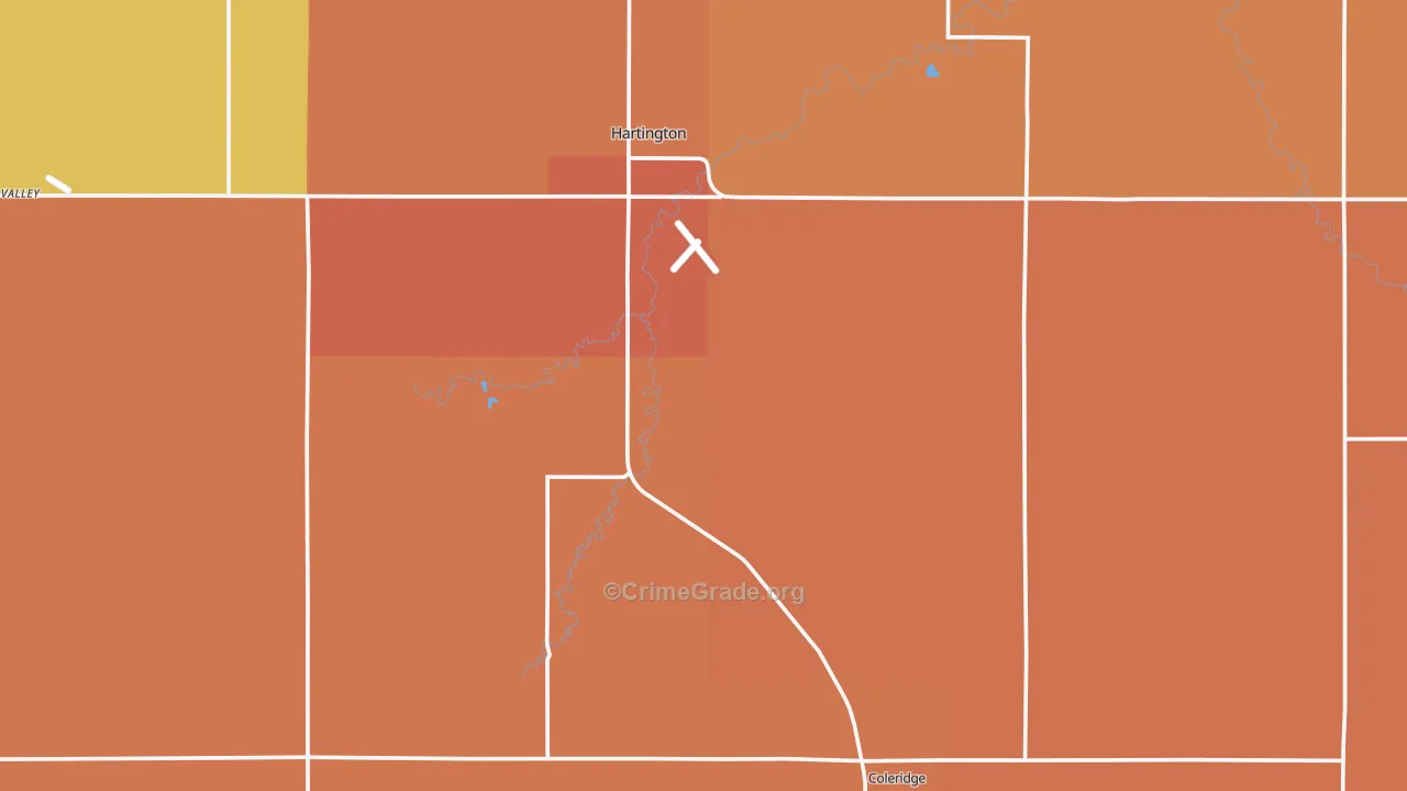 Cedar County, NE Map of Robbery Rates