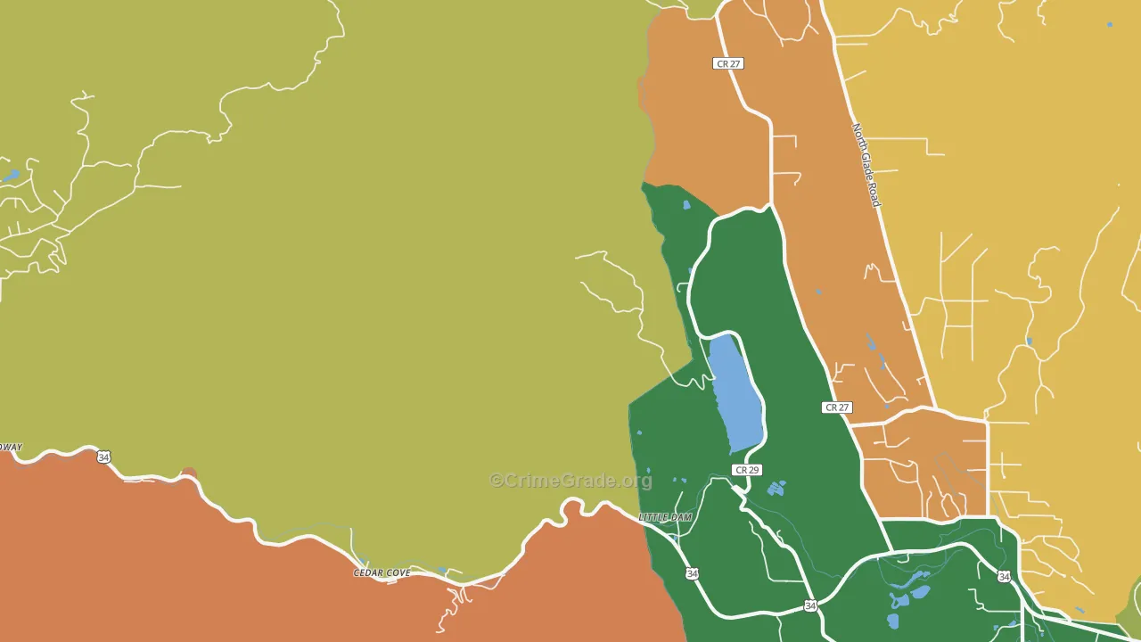 Cedar Cove, CO Map of Robbery Rates