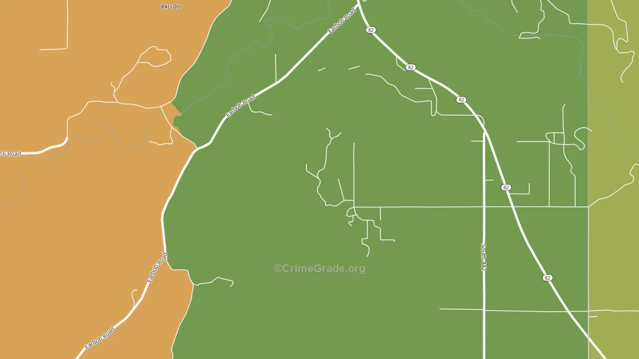 Cedar Crest, OK Map of Robbery Rates