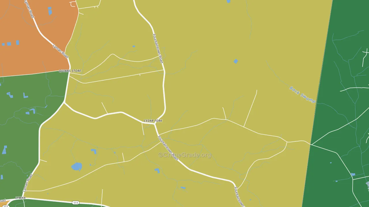 Cedar Fork, NC Map of Robbery Rates