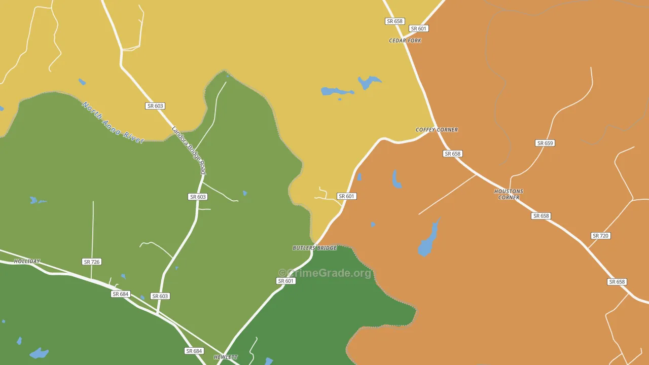 Cedar Fork, VA Map of Robbery Rates