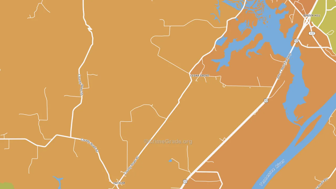 Cedar Grove, AL Map of Robbery Rates