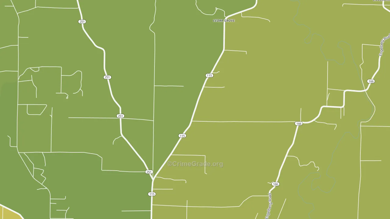 Cedar Grove, AR Map of Robbery Rates