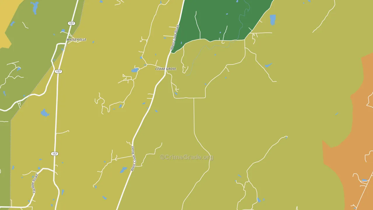 Cedar Grove, GA Map of Robbery Rates