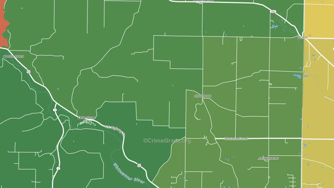 Cedar Grove, IN Map of Robbery Rates