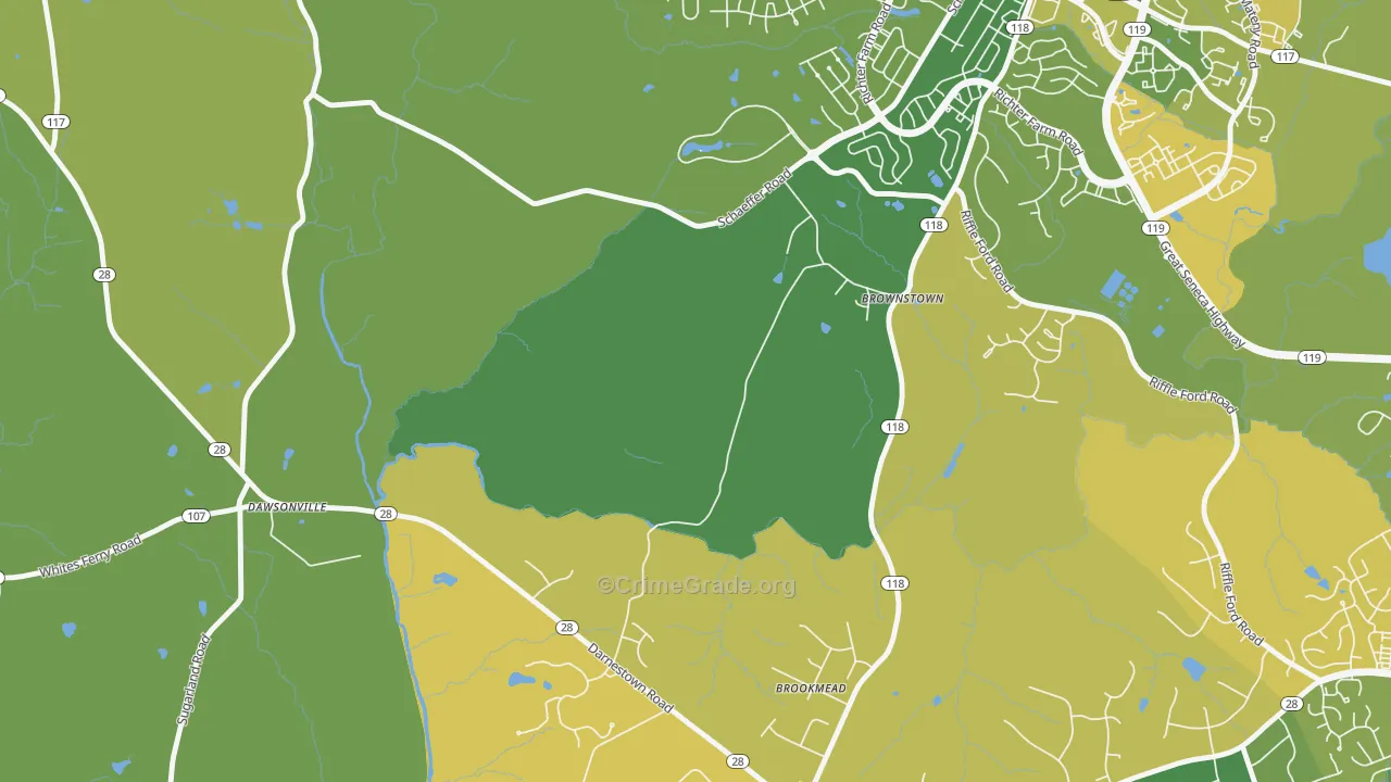 Cedar Grove, MD Map of Robbery Rates